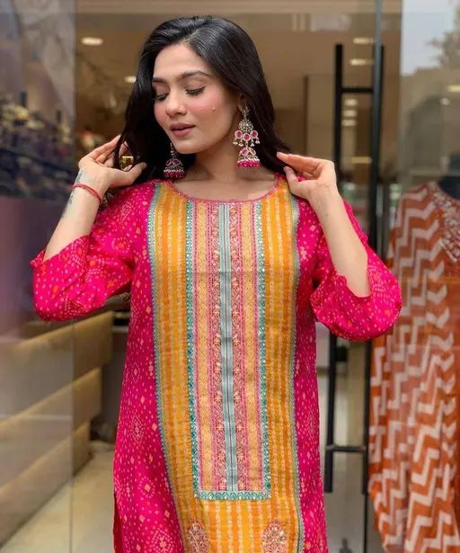 Mirror work heavy designer suit with designer dupatta