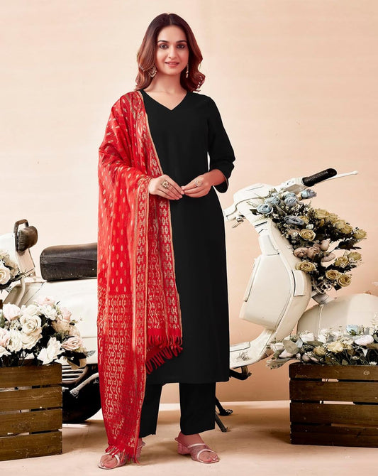Kurta Set for Women | Kurti Set for Women | Rayon Blend Kurta Pant Set | Solid Kurta Pant with Dupatta Set