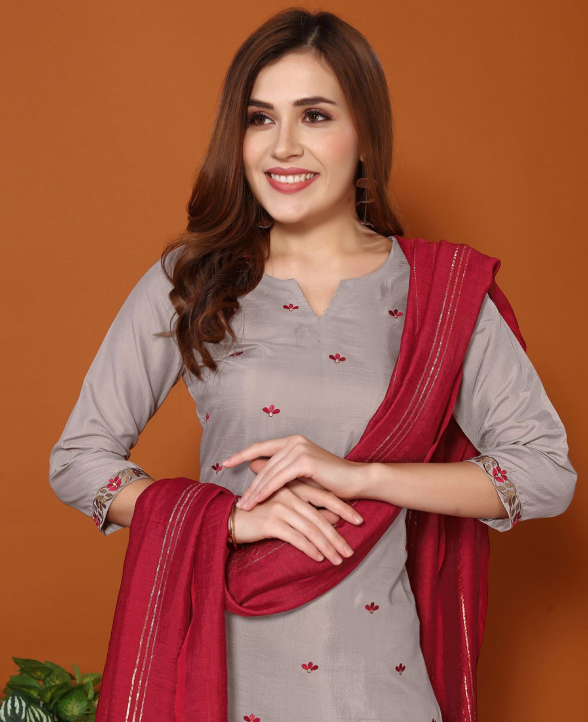 Women cotton blend kurta dupatta set