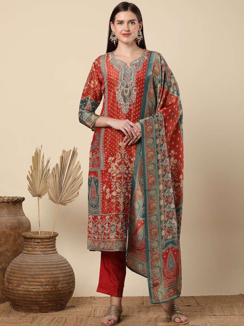 Women Ethnic Motifs Printed Regular Kurta with trouser and with dupatta