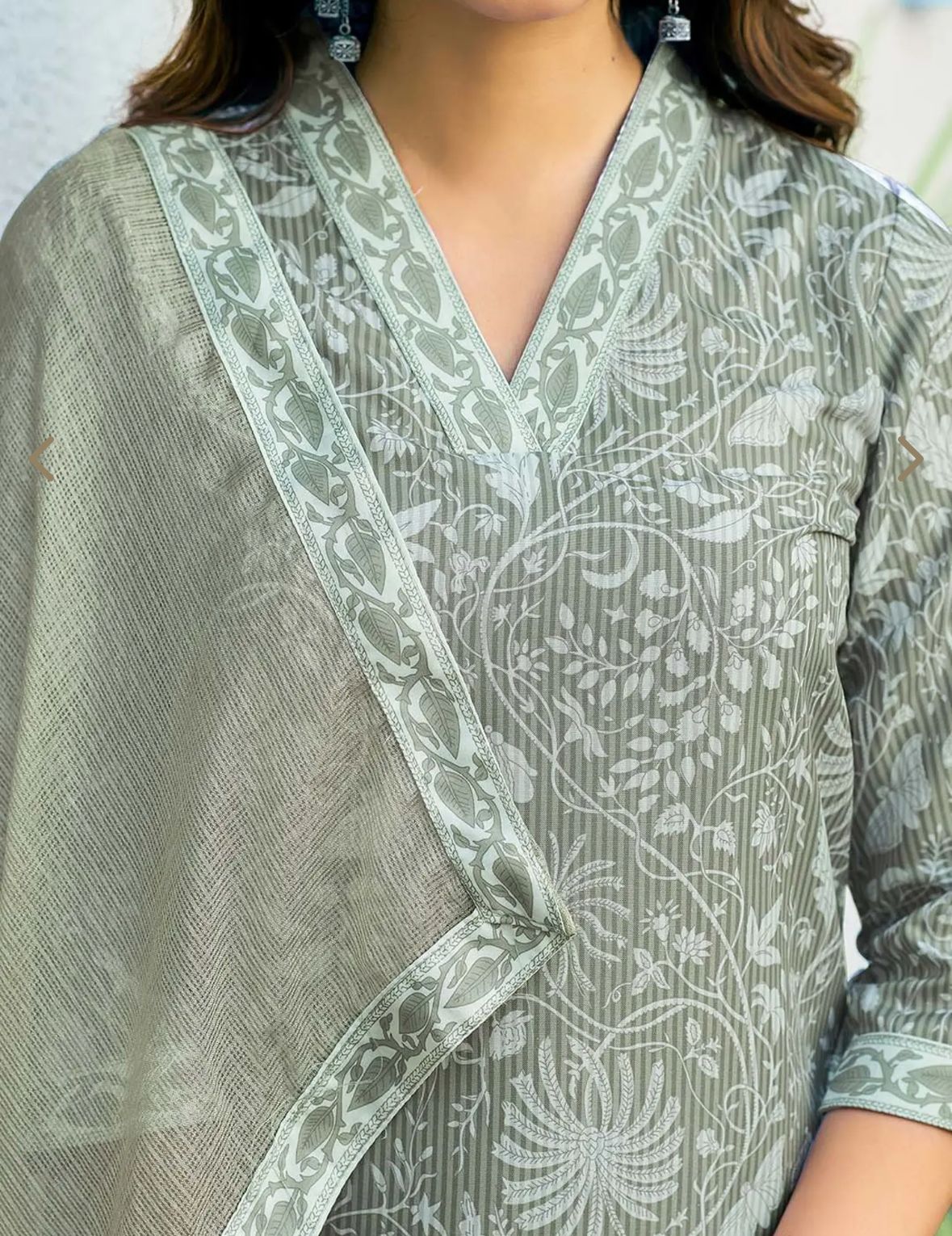 Green Floral Kurta With Pant & Dupatta