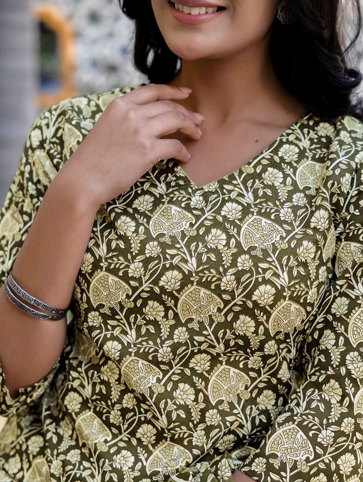 Multi Cotton Blend Printed Kurta Set With Dupatta