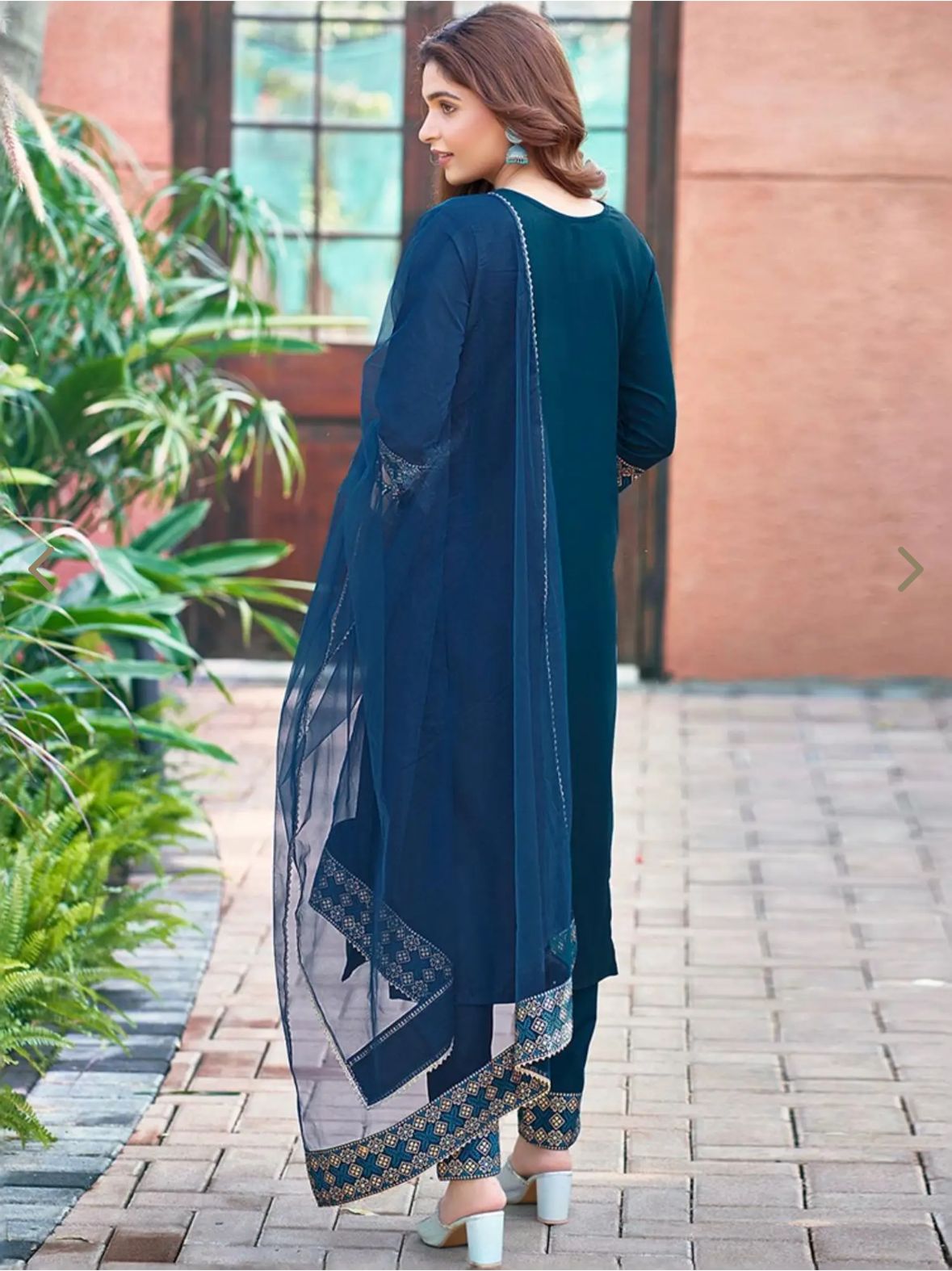 Blue Embroidered Kurta Pant Set With Dupatta