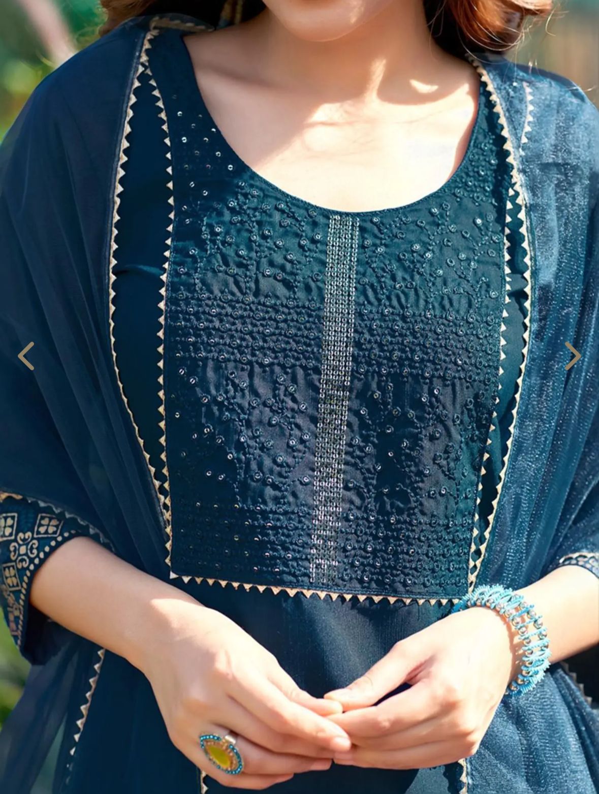 Blue Embroidered Kurta Pant Set With Dupatta