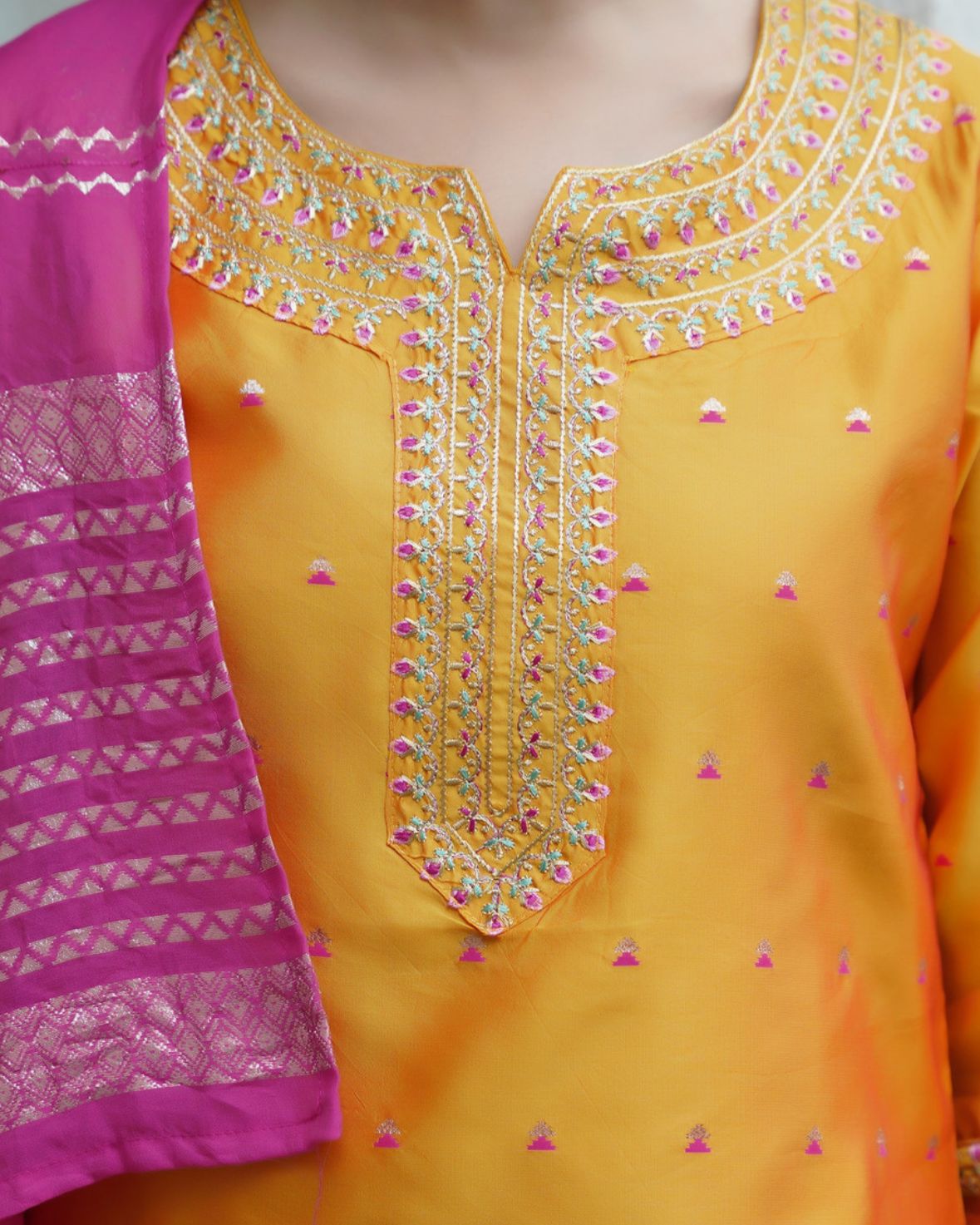 Embroidered kurta, salwar & dupatta set
