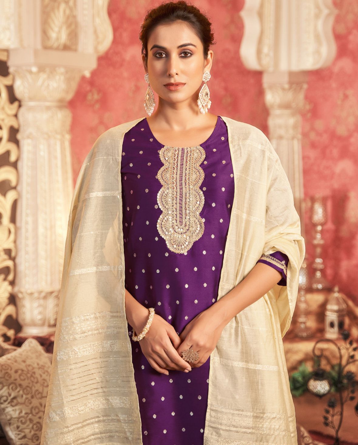 Women Kurta Pant, Net Dupatta Set