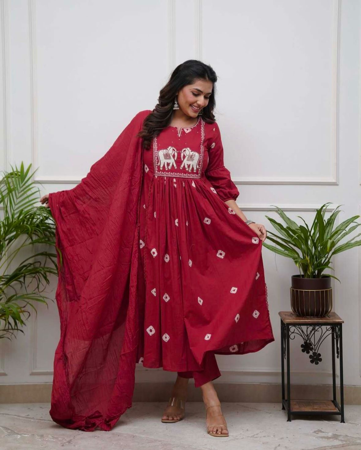 Women cotton kurta pant dupatta set