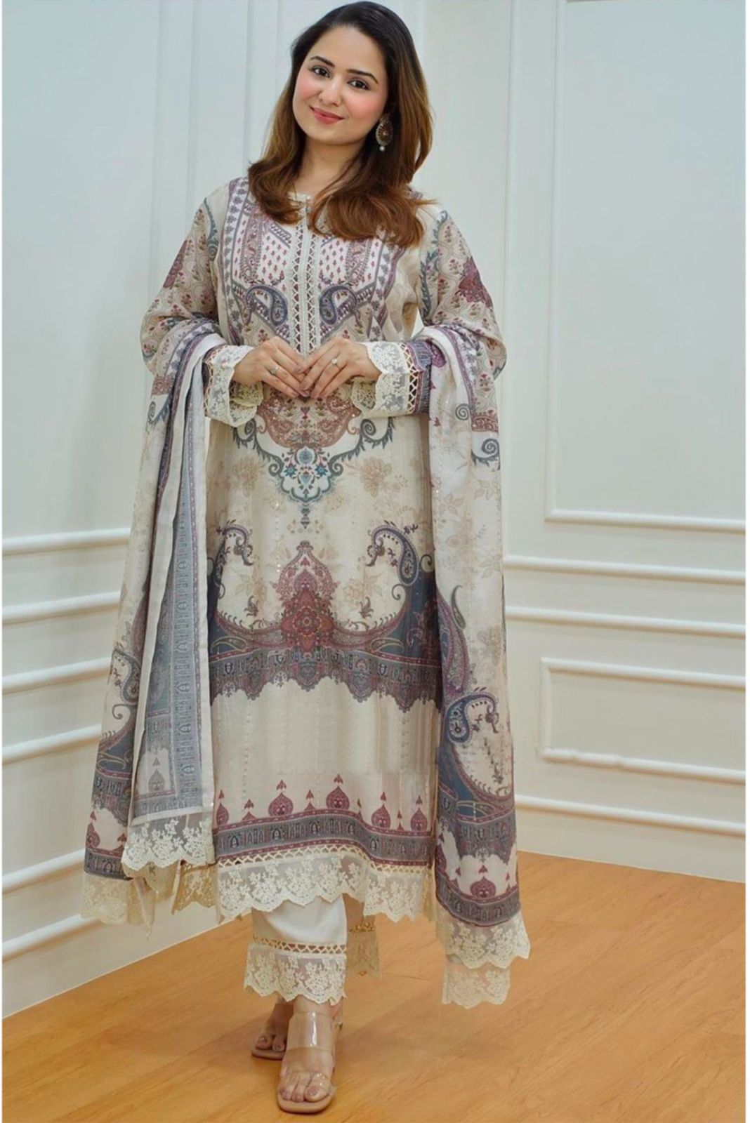 White designer pakistani suit for women