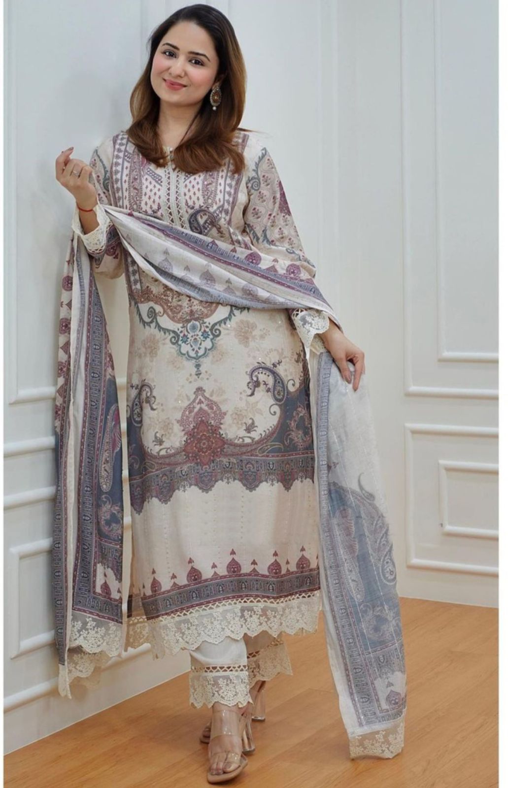 White designer pakistani suit for women