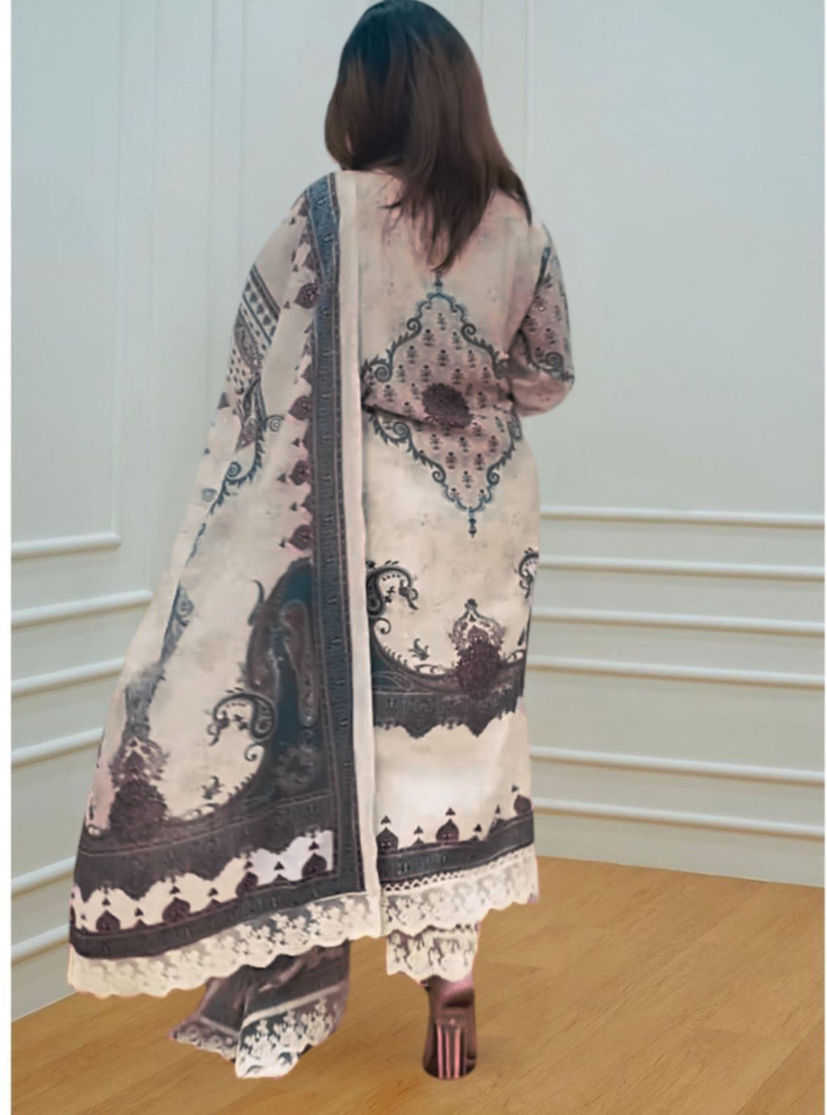 White designer pakistani suit for women