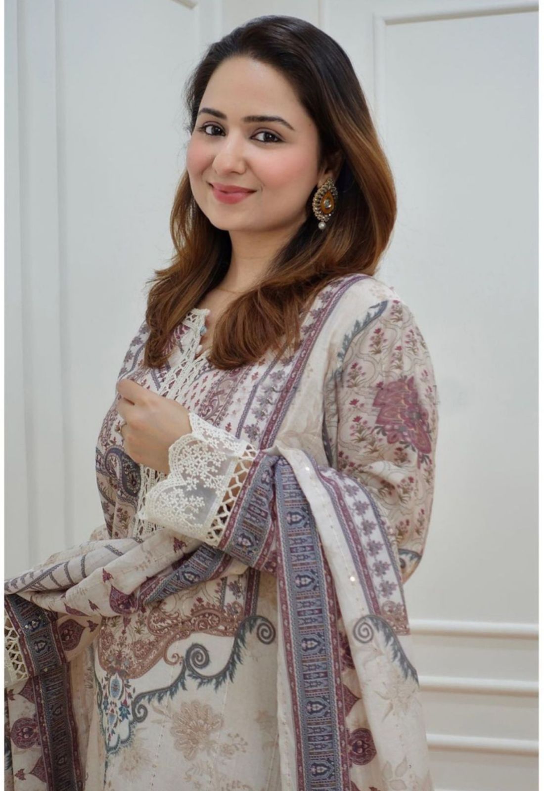 White designer pakistani suit for women
