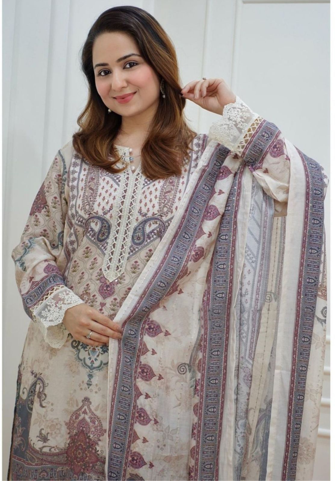White designer pakistani suit for women