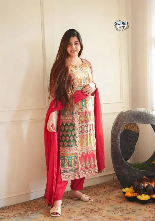 Women Etenic Satin Silk Set|Silk Kurta Set