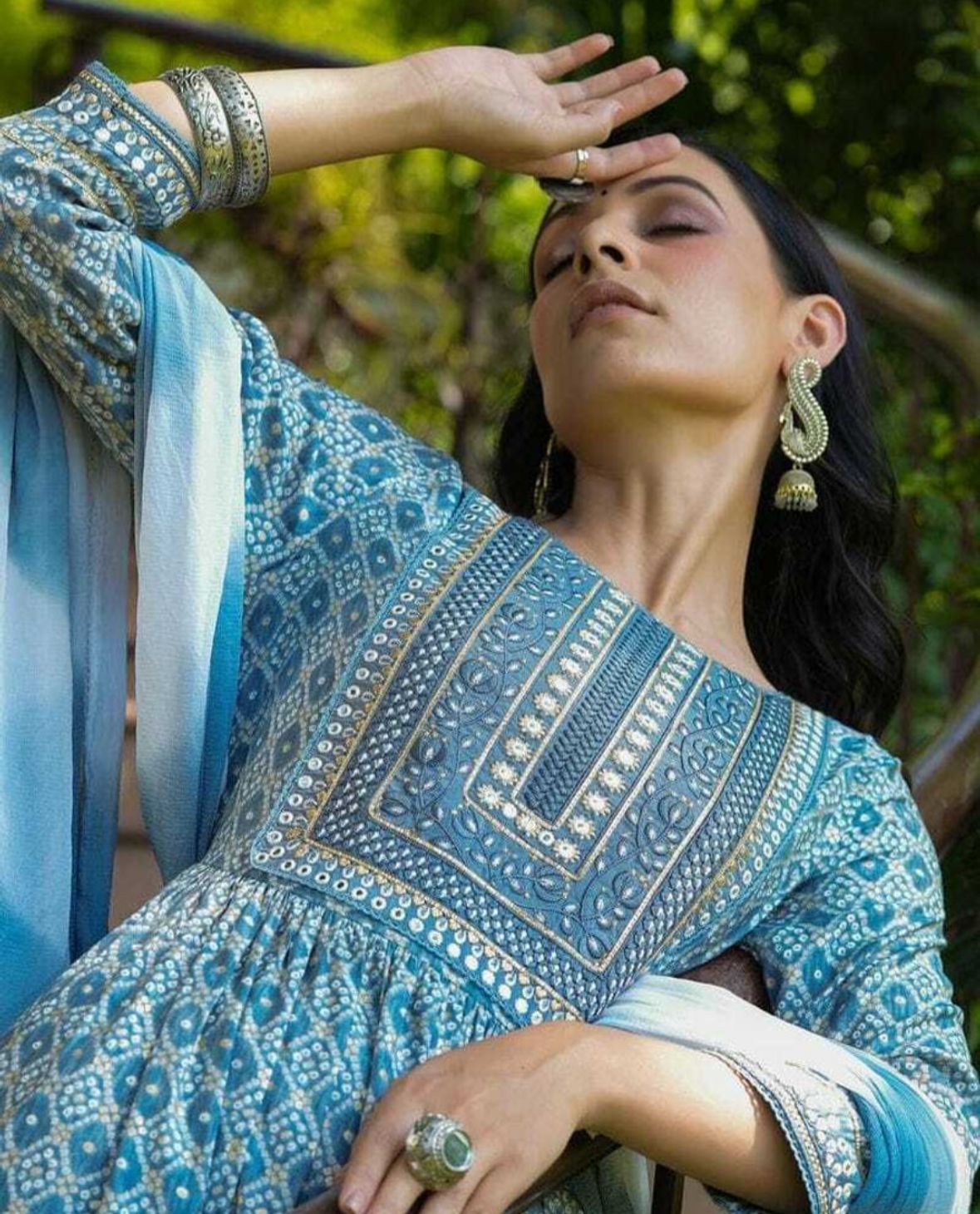 Woven, printed self design kurta, trouser/pant & dupatta set