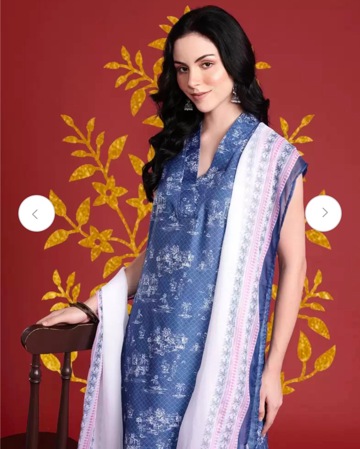 Floral printed kurta with trouser/pant with dupatta