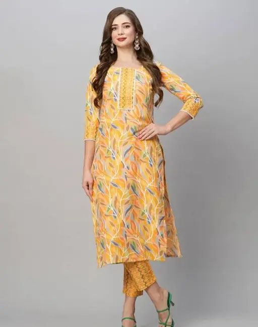 Women Yellow , Floral Printed Kurta Pant Set