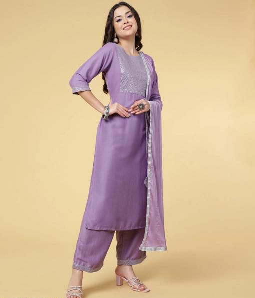 Women purple kurti, pant set