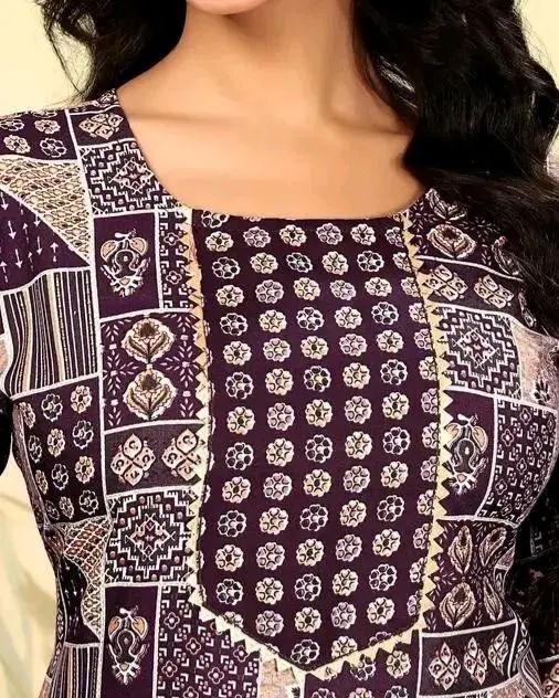 Women’s Purple printed kurti pant set