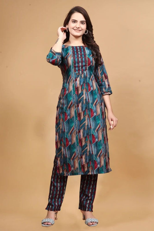 Women daily wear printed kurti pant set