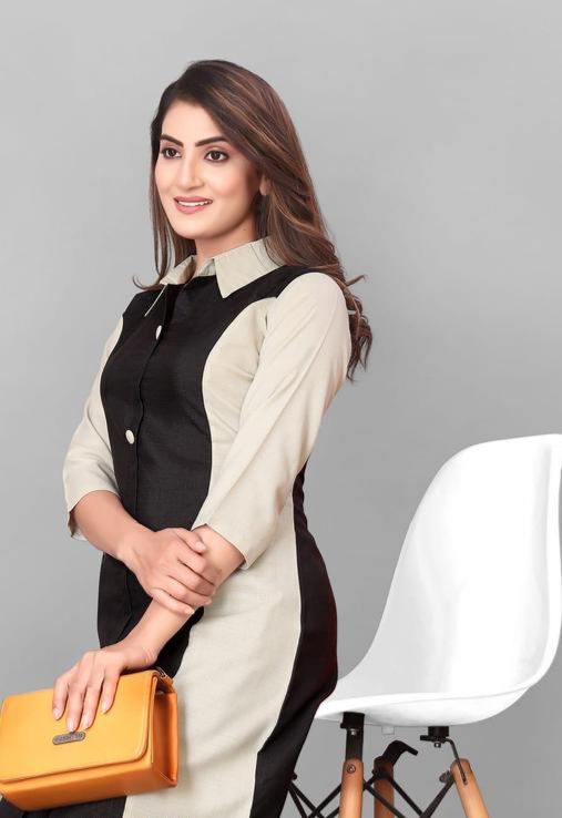 DESIGNER Plain Solid Self Design Cotton straight kurti pant set