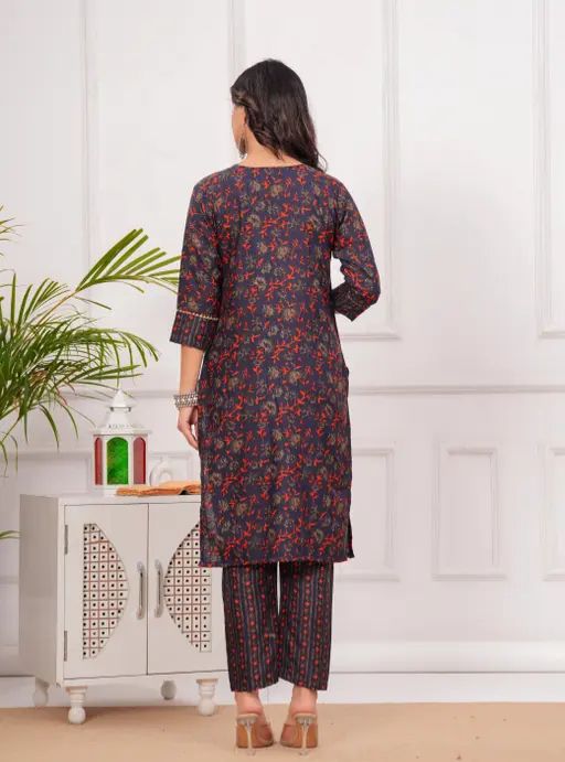 Festival and Daily Wear printed Cotton Kurta pant Set