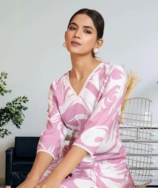 Women viscose rayon kura pant set..