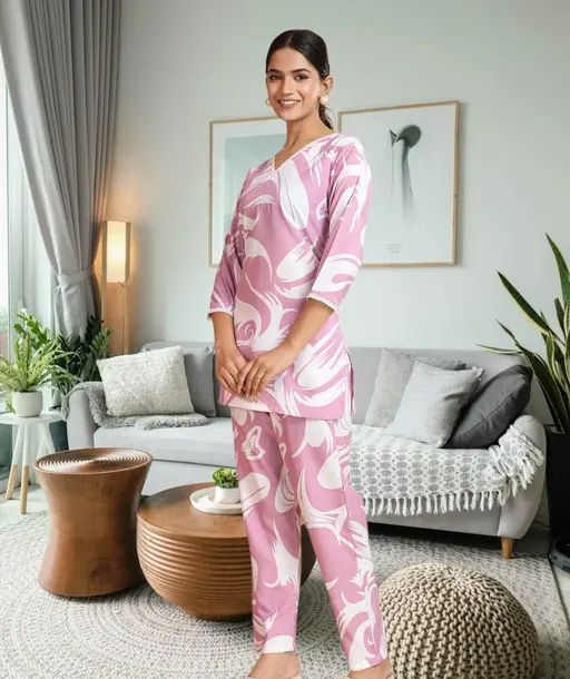 Women viscose rayon kura pant set..