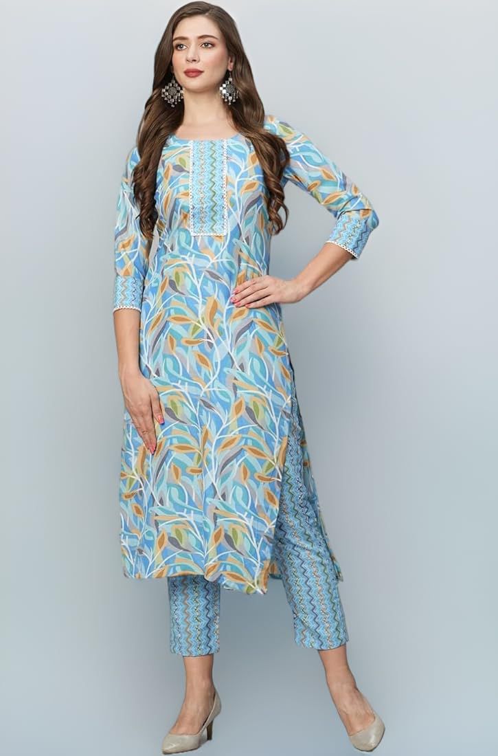 DESIGNER Women Cotton Blend Kurta With Pant