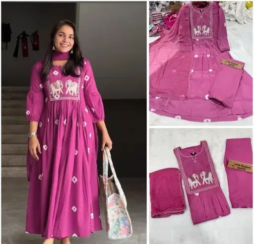 Women cotton kurta pant dupatta set