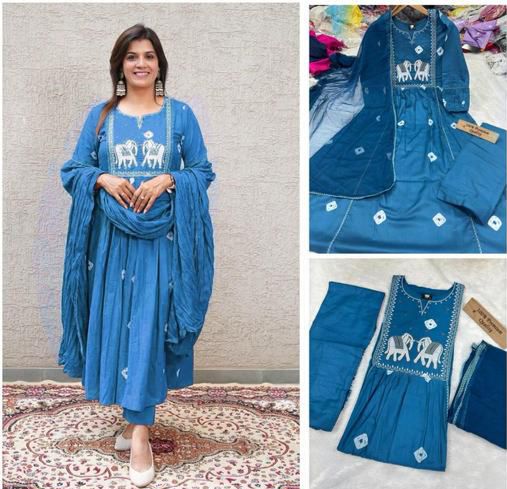 Women cotton kurta pant dupatta set