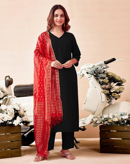 Kurta Set for Women | Kurti Set for Women | Rayon Blend Kurta Pant Set | Solid Kurta Pant with Dupatta Set