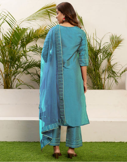 Women art silk kurta palazzo dupatta set