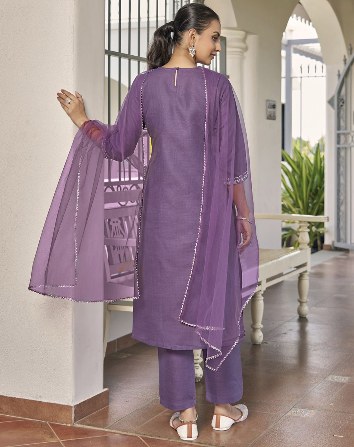 Women cotton blend kurta pant dupatta set
