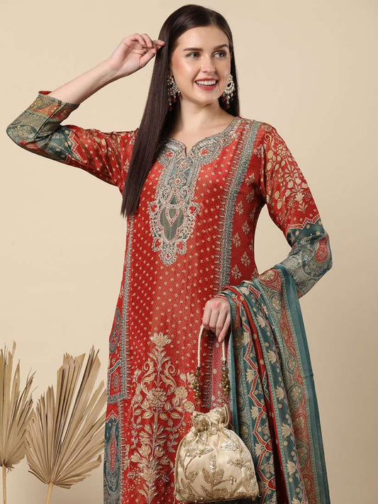 Women Ethnic Motifs Printed Regular Kurta with trouser and with dupatta