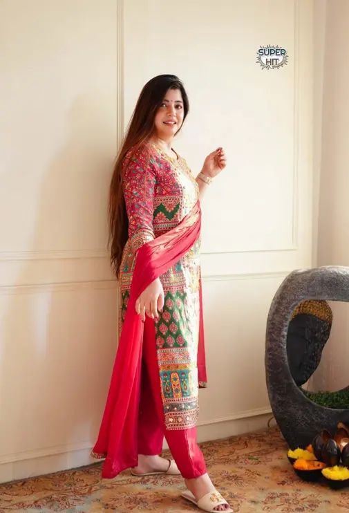 Women Etenic Satin Silk Set|Silk Kurta Set