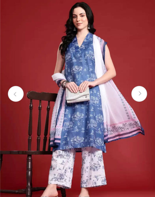 Floral printed kurta with trouser/pant with dupatta