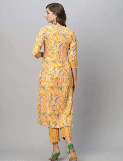 Women Yellow , Floral Printed Kurta Pant Set