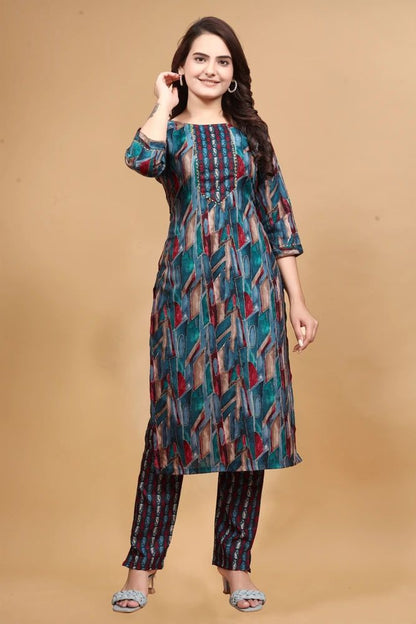 Women daily wear printed kurti pant set