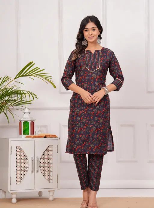 Festival and Daily Wear printed Cotton Kurta pant Set