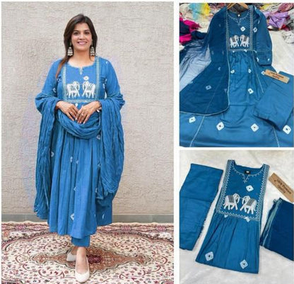 Women cotton kurta pant dupatta set